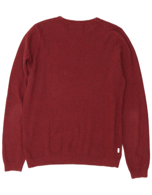 Maglione girocollo da uomo Fila piccolo in cotone screziato bordeaux