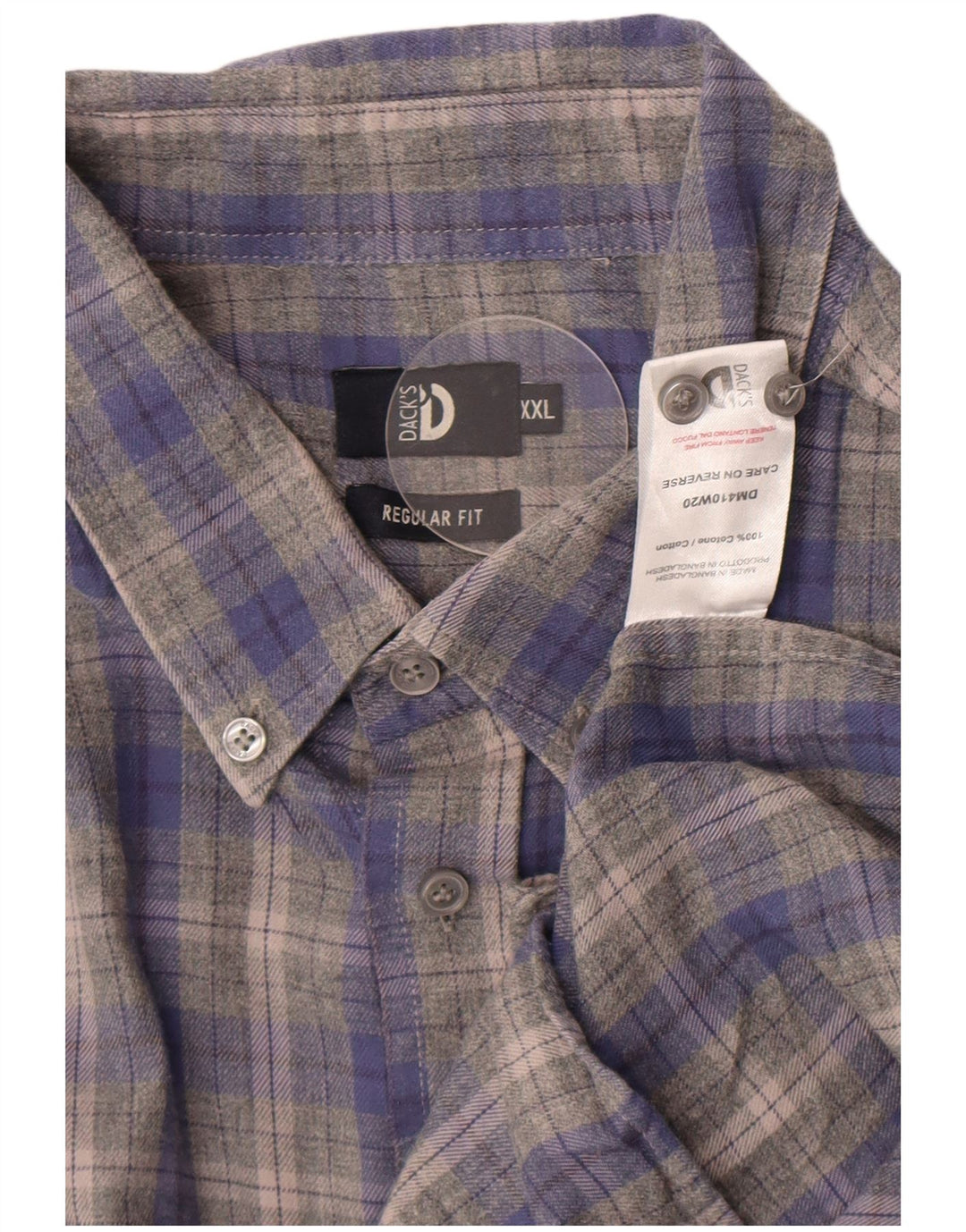 Camicia da uomo in flanella dalla vestibilità regolare di Dack 2XL in cotone a quadri blu
