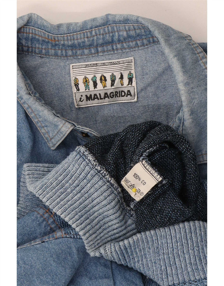 Maglione da uomo Malagrida con collo alto in cotone blu medio