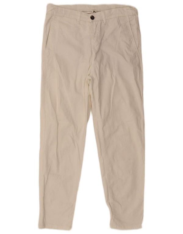 Pantaloni chino slim cargo da uomo Zara EU 38 Small W30 L26 cotone bianco sporco
