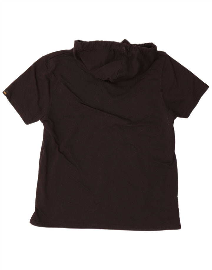 ALPHA INDUSTRIES Maglione con cappuccio grafico a maniche corte da uomo XL in cotone nero