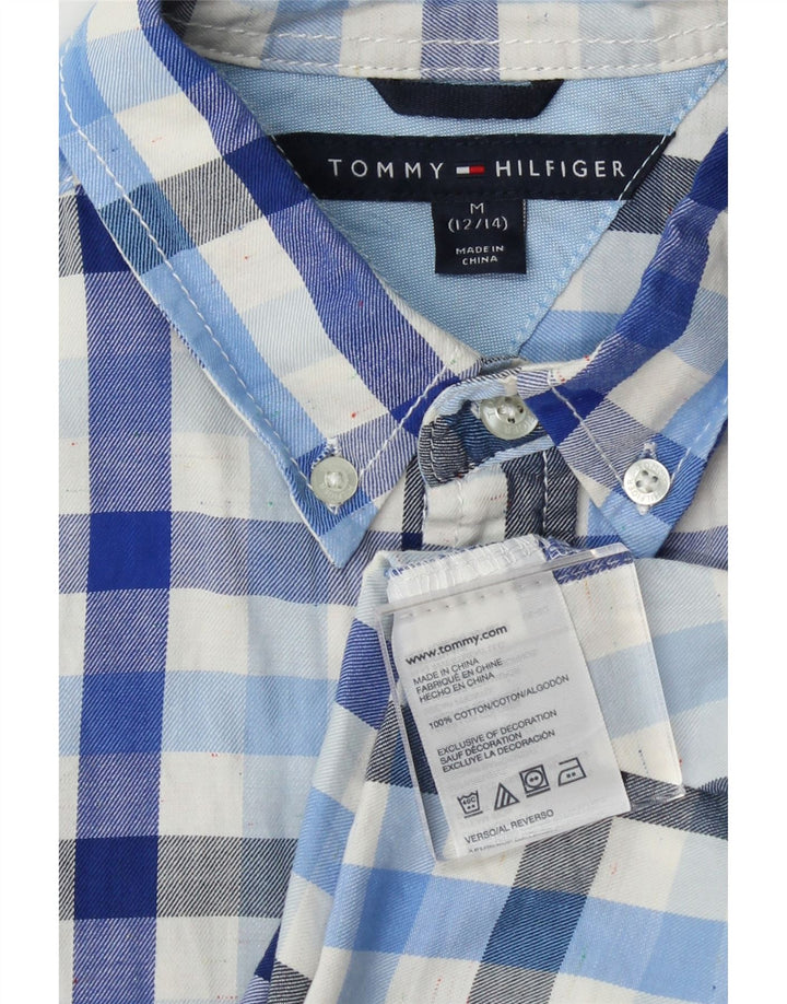 TOMMY HILFIGER Boys Shirt 12-13 Years Medium  Blue Check Cotton Vintage Tommy Hilfiger and Second-Hand Tommy Hilfiger from Messina Hembry 