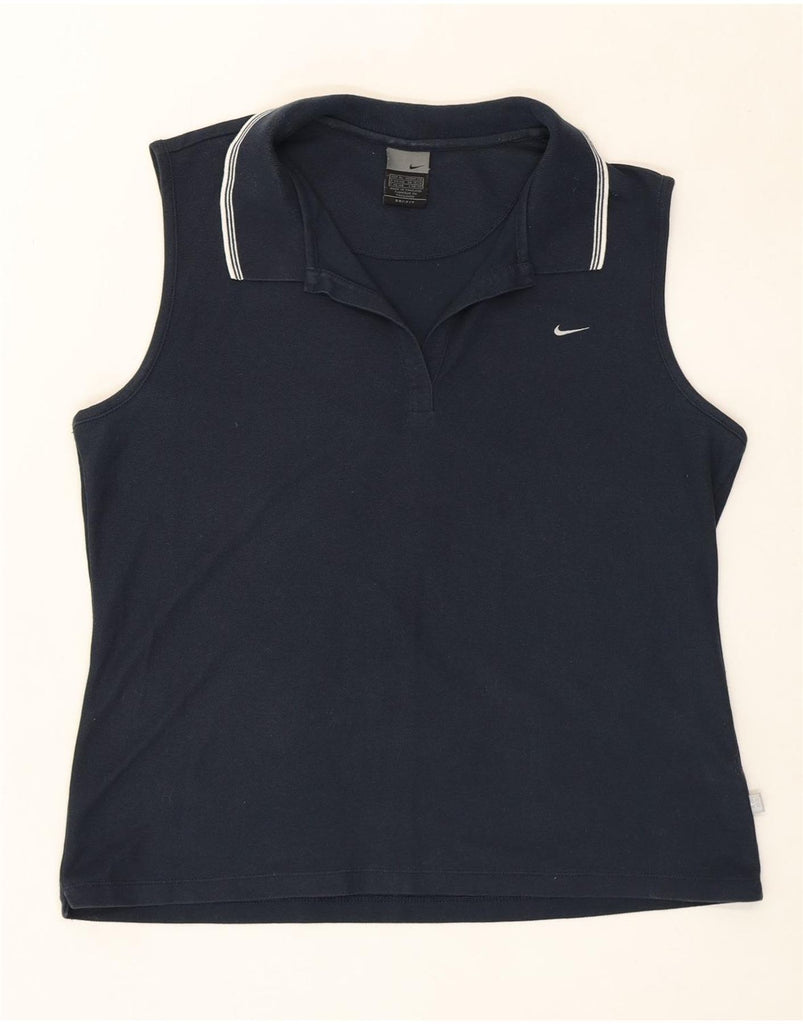 NIKE Womens Dri Fit Sleeveless Polo Shirt UK 16/18 XL Navy Blue Vintage Nike and Second-Hand Nike from Messina Hembry 