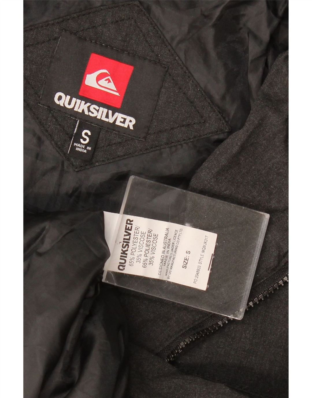 Giubbotto bomber militare da uomo QUIKSILVER UK 36 piccolo poliestere grigio