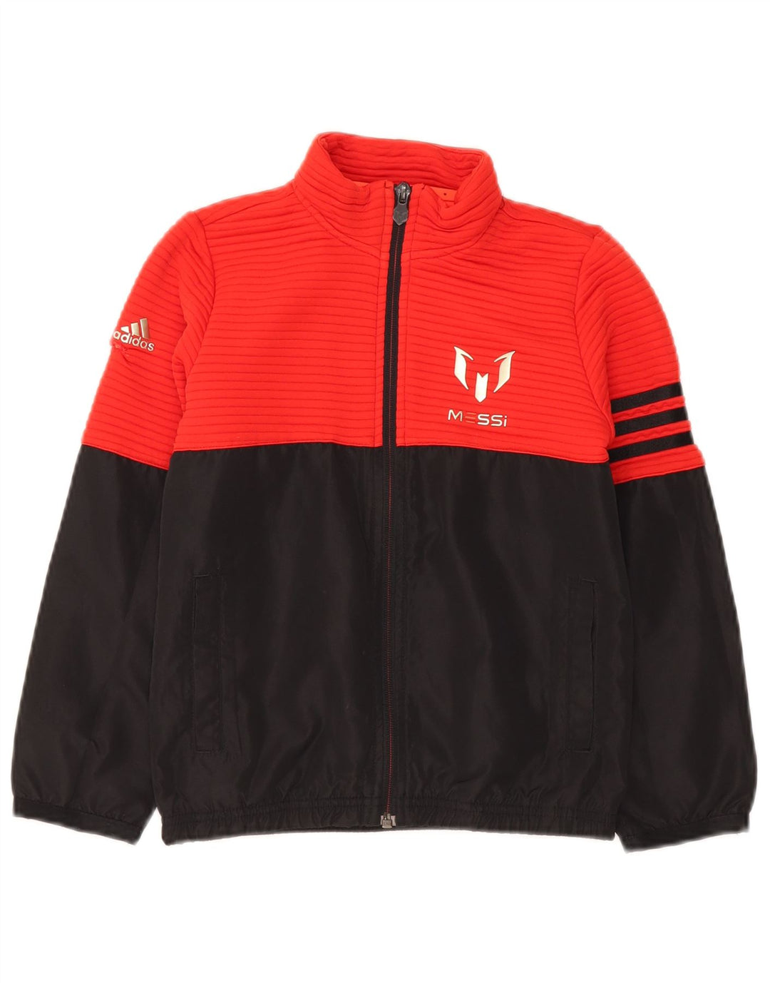 Giacca da ginnastica Adidas da ragazzo MESSI Graphic Top Jacket 7-8 anni Rosso Colourblock