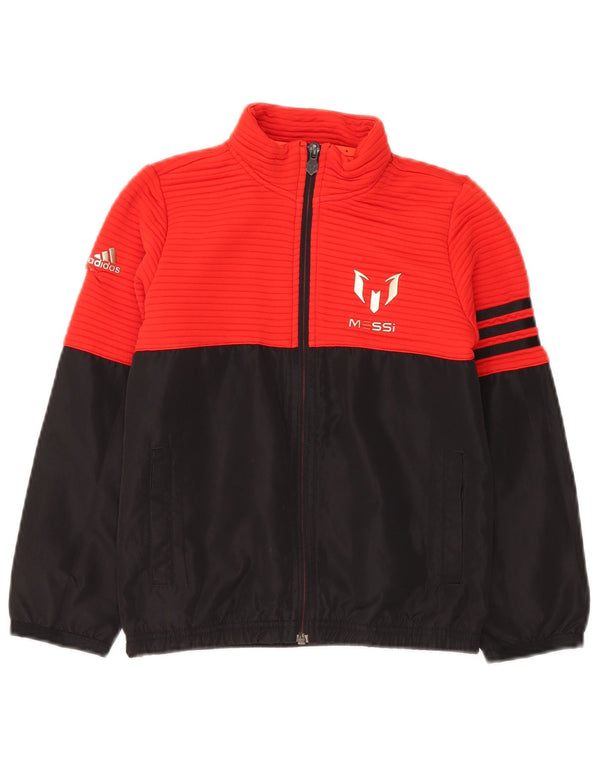Giacca da ginnastica Adidas da ragazzo MESSI Graphic Top Jacket 7-8 anni Rosso Colourblock