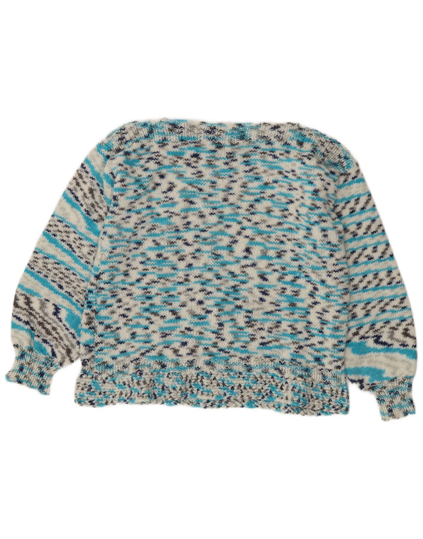 Maglione maglione vintage da donna con scollo a barca UK 16 grandi strisce blu