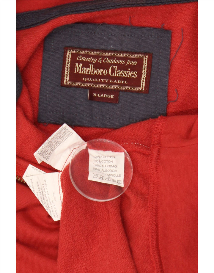 MARLBORO CLASSICS Felpa da uomo con zip e collo maglione XL rosso cotone