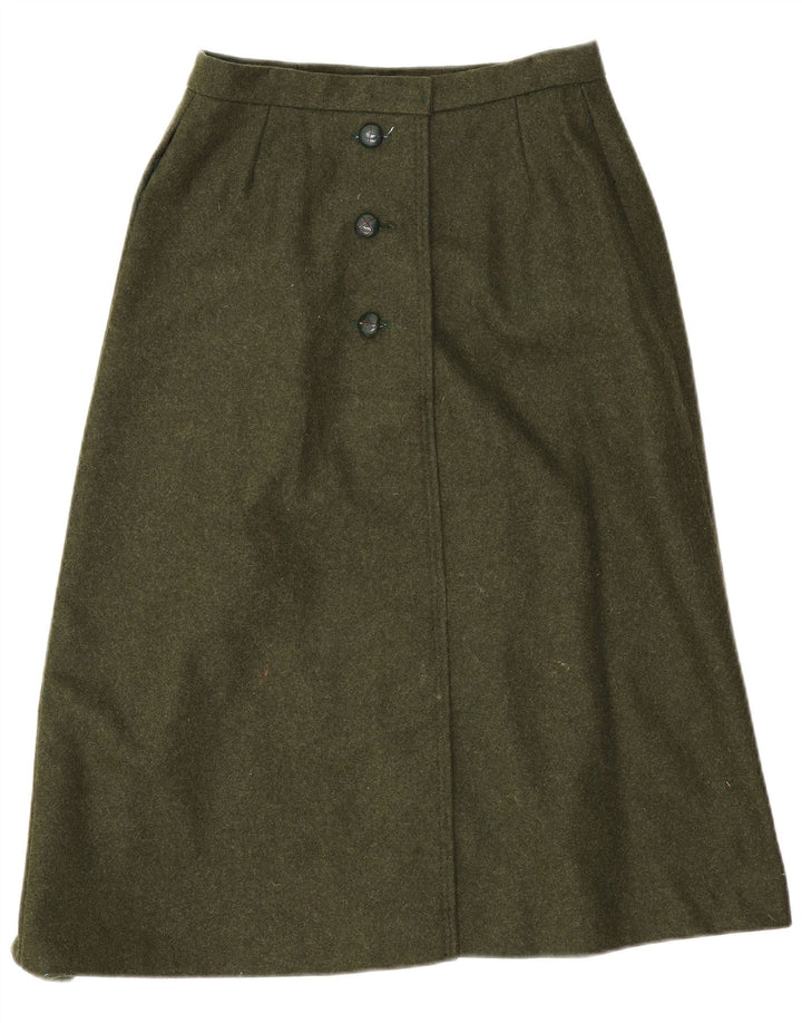 Gonna a trapezio da donna vintage W26 piccola color kaki