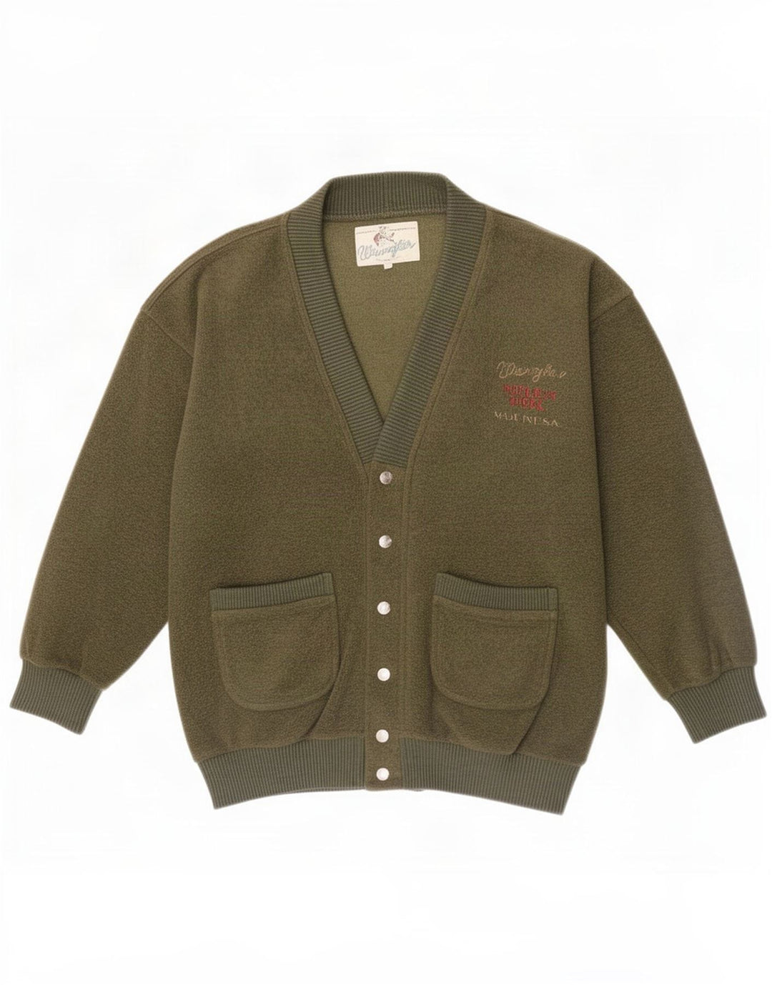 Maglione cardigan da uomo Wrangler in poliestere verde medio