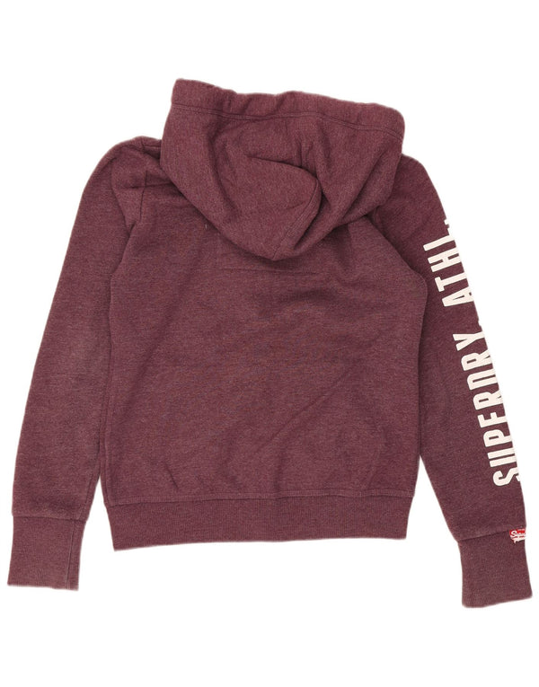 Maglione con cappuccio e zip grafica da donna Superdry UK 10 piccolo cotone bordeaux
