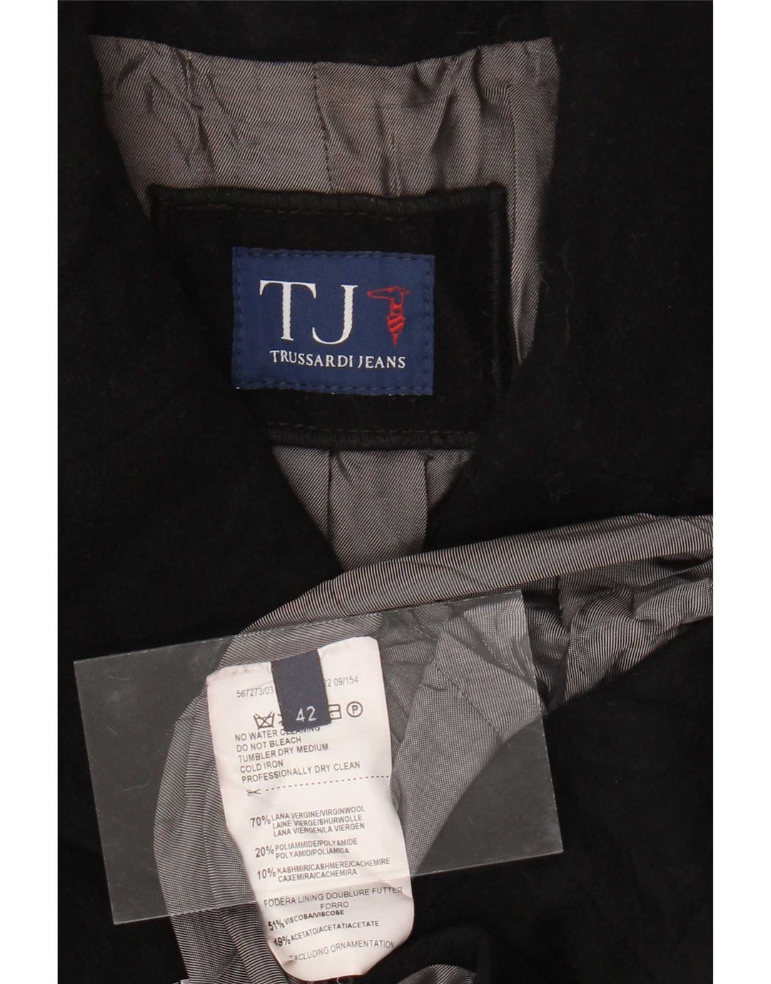 Cappotto Doppiopetto Donna Trussardi Jeans IT 42 Medio Lana Nero