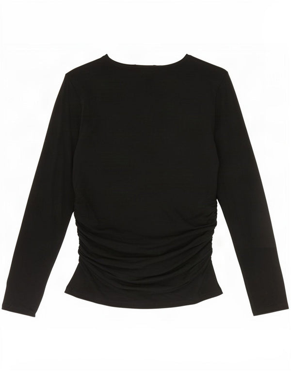 Marks & Spencer Top da donna a maniche lunghe UK 14 Large Nero Acrilico