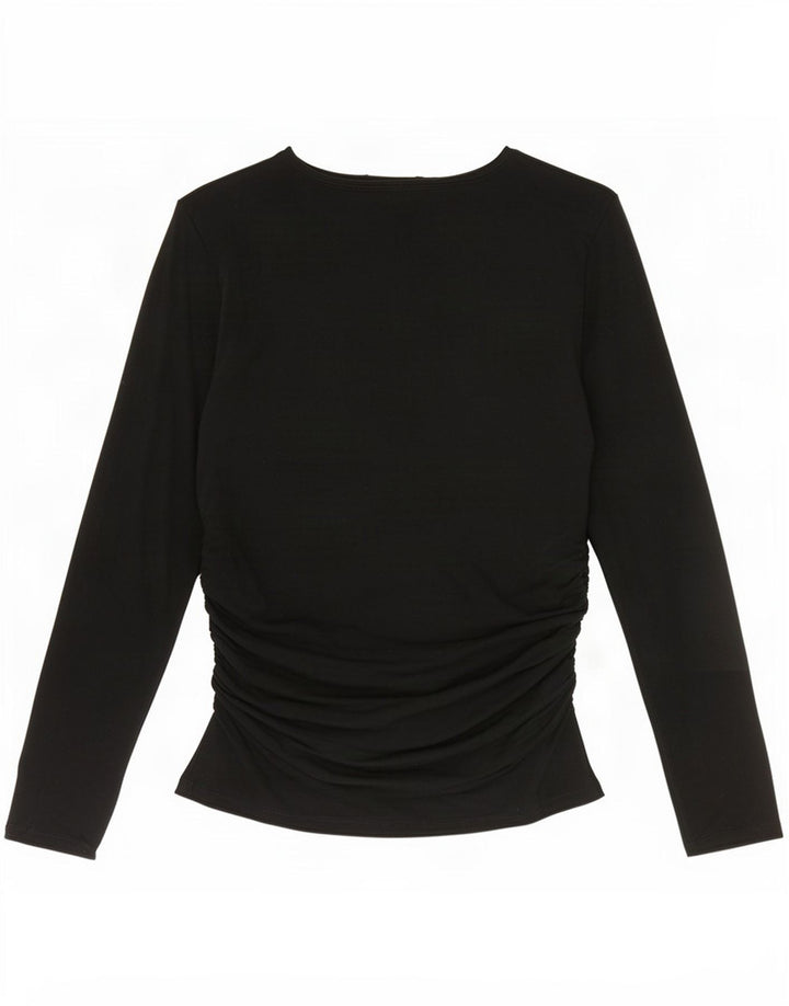 Marks & Spencer Top da donna a maniche lunghe UK 14 Large Nero Acrilico