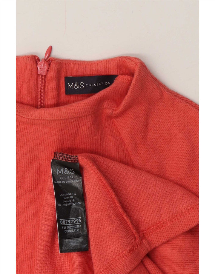 Marks & Spencer Top da donna a maniche lunghe UK 12 Medio Rosso Poliestere