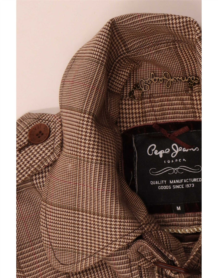 PEPE Jeans Cappotto da marinaio con cintura da donna UK 14 Cotone pied de poule marrone medio