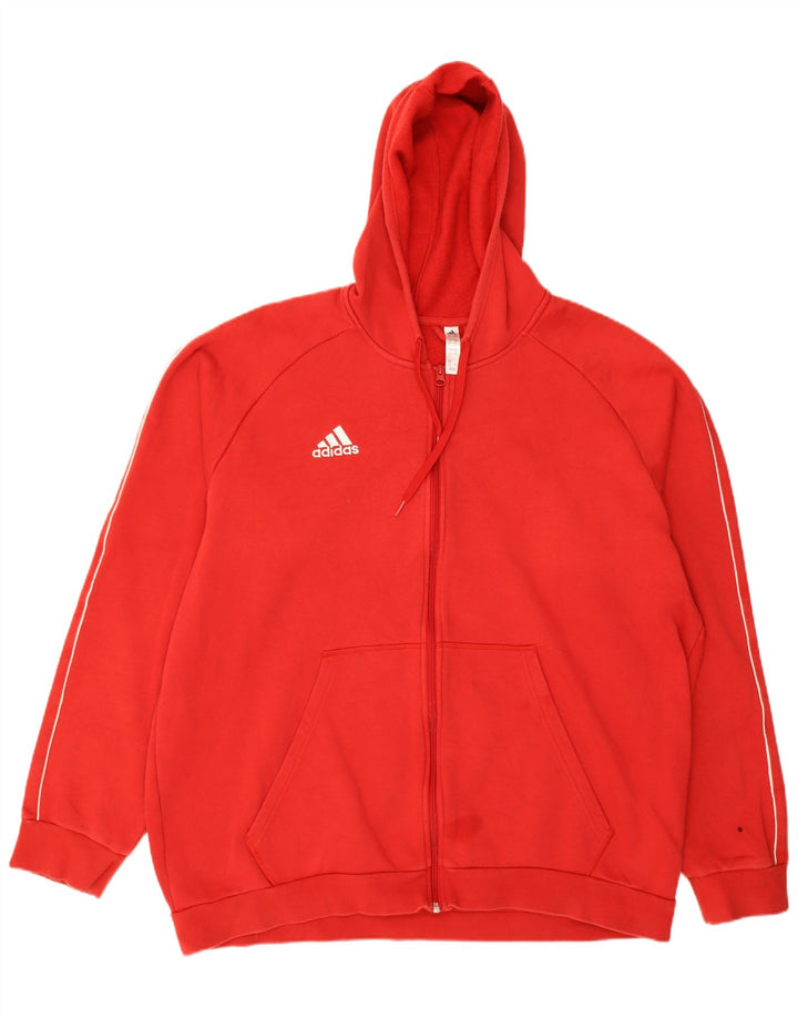 ADIDAS Mens Zip Hoodie Sweater 2XL Red Polyester