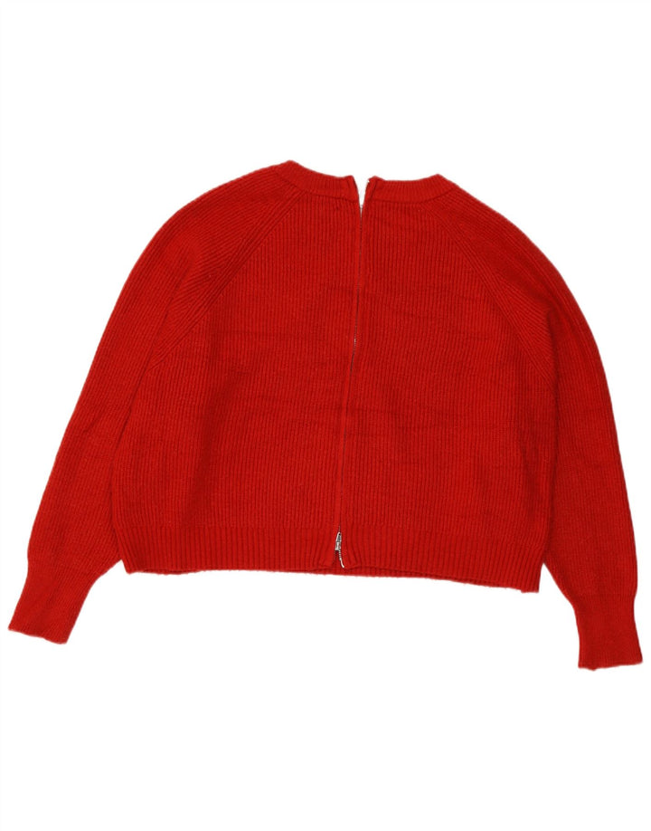 Maglione cardigan oversize corto da donna Zara UK 10 piccolo rosso viscosa