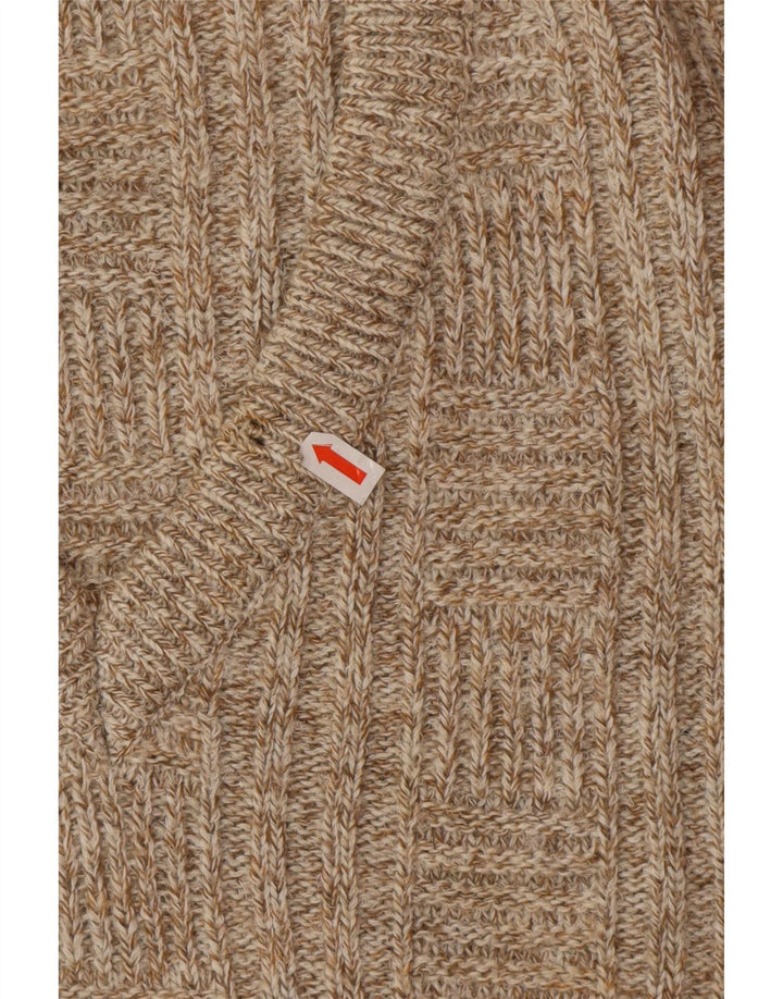 Maglione vintage da uomo con scollo a V IT 52 Large Beige Lana