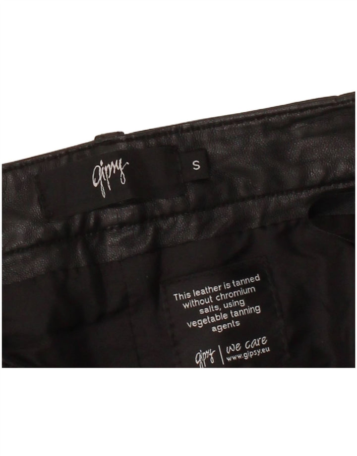 GIPSY Womens Slim Leather Trousers Small W27 L33 Black Leather