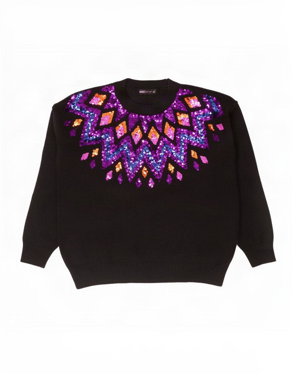 Maglione maglione girocollo da donna Marks & Spencer UK 14 medio nero