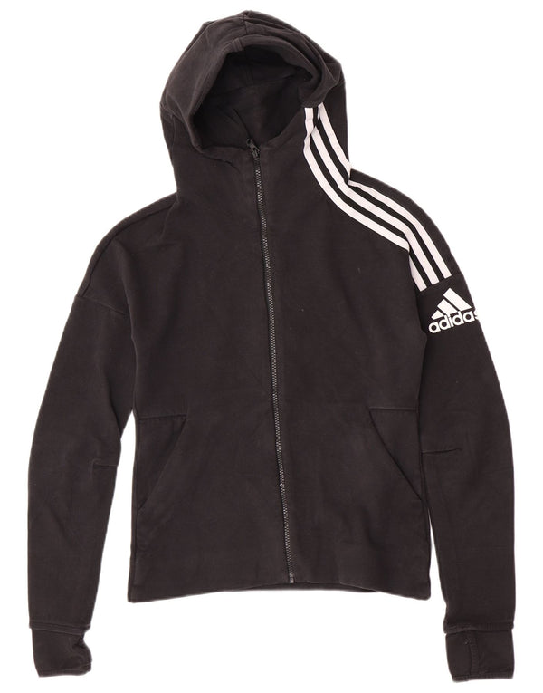 Maglione con cappuccio e zip da donna Adidas UK 8/10 piccolo cotone nero