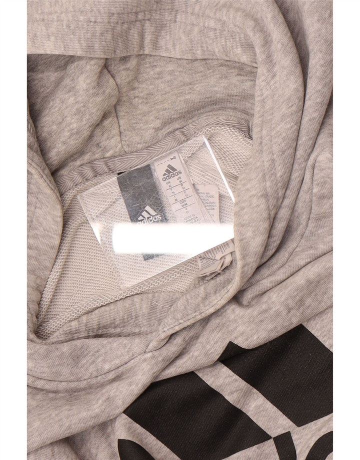 Felpa con cappuccio grafica da uomo Adidas in cotone chiazzato grigio medio