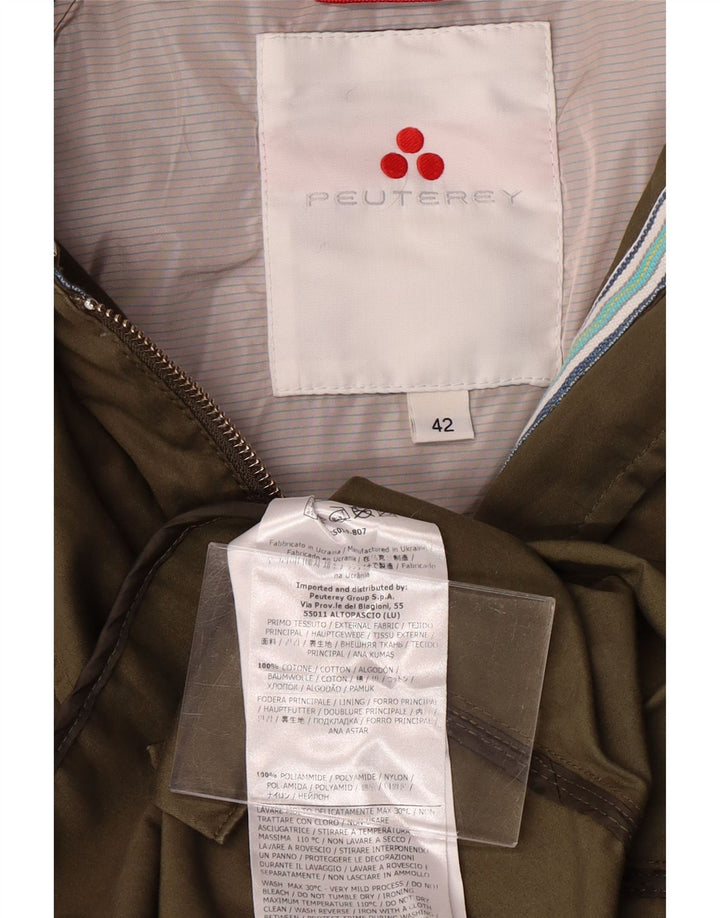 PEUTEREY Womens Hooded Parka Jacket IT 42 Medium Khaki Cotton
