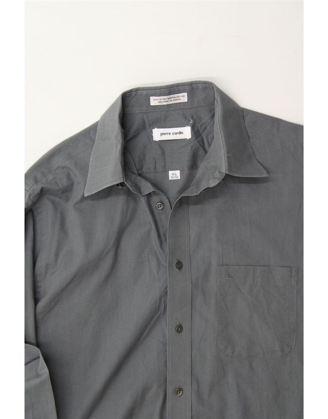 PIERRE CARDIN Mens Shirt Size 15 1/2 Medium Grey Cotton Vintage Pierre Cardin and Second-Hand Pierre Cardin from Messina Hembry 