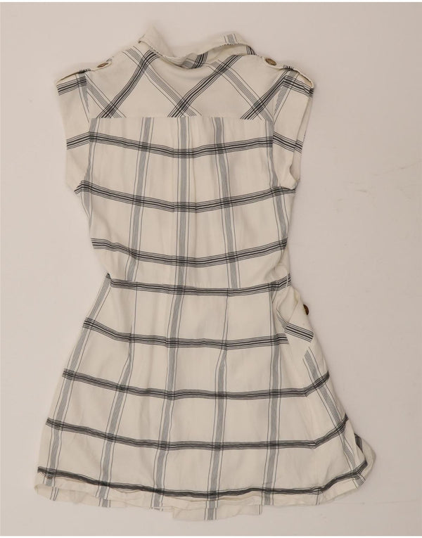 Abito chemisier senza maniche da donna Karen Millen UK 10 piccolo viscosa a quadri bianchi