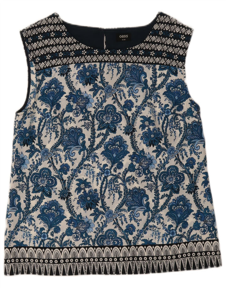 Camicetta senza maniche da donna Oasis UK 12 Poliestere floreale blu medio