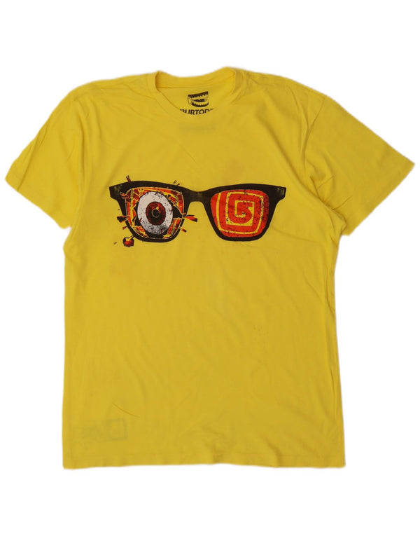 T-shirt grafica da uomo Burton Top Small in cotone giallo