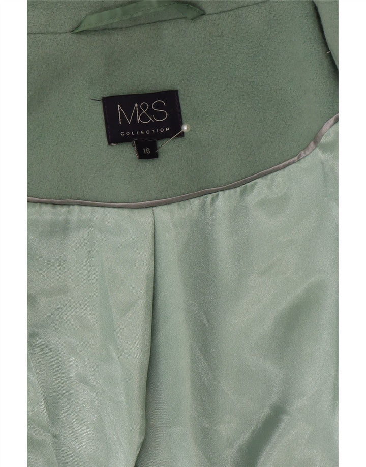 Cappotto doppiopetto da donna Marks & Spencer UK 16 grande lana verde