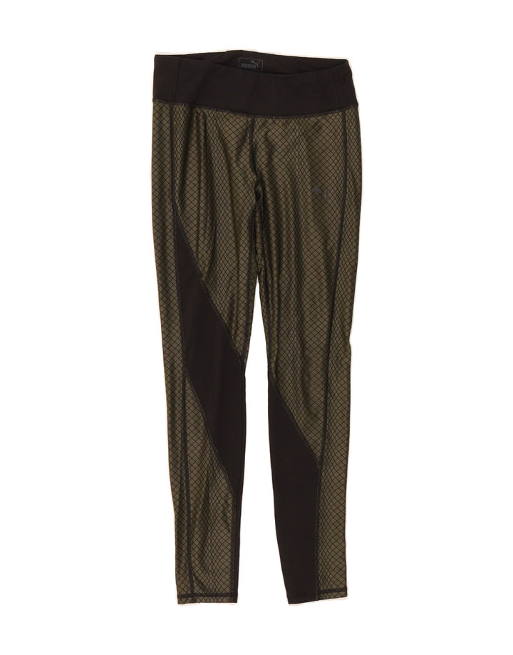 PUMA Womens Leggings UK 10 Small Khaki Check Nylon Vintage Puma and Second-Hand Puma from Messina Hembry 