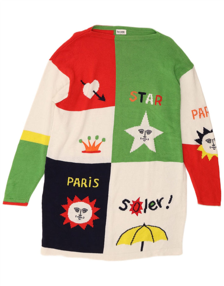 Abito maglione a maniche lunghe da donna Lecomte UK 14 grande multicolore