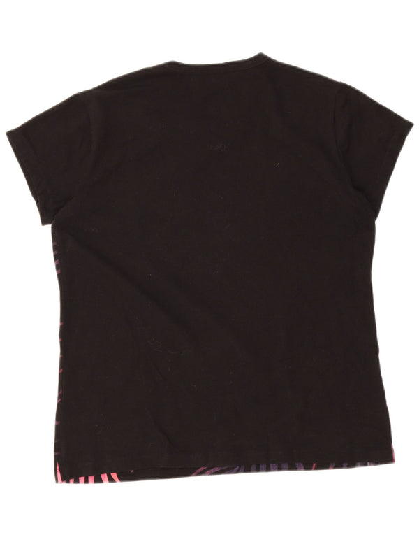 T-shirt grafica da donna Koala Bay Top UK 14 grande cotone nero hawaiano