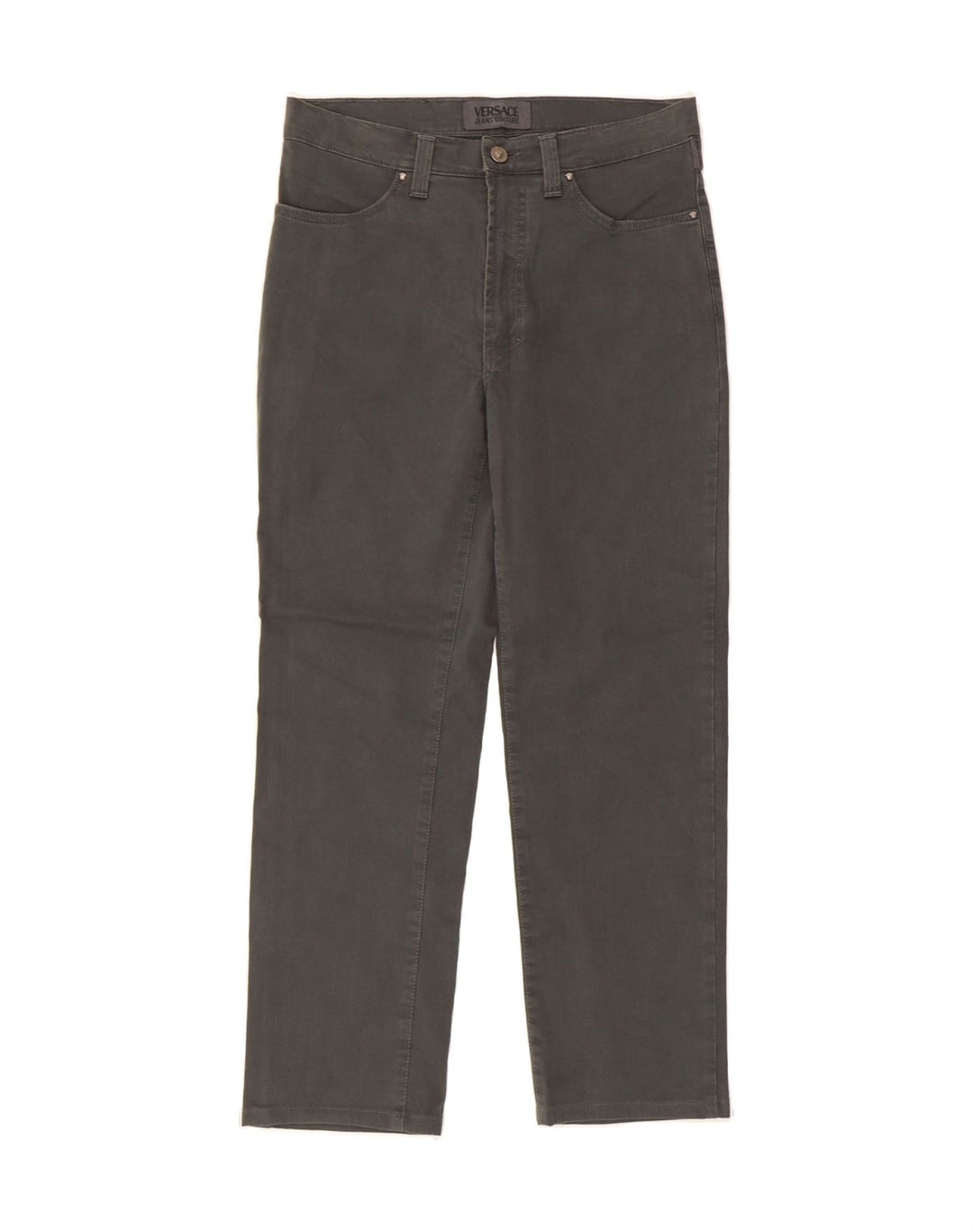 VERSACE Womens Straight Casual Trousers W32 L27 Grey Cotton Vintage Versace and Second-Hand Versace from Messina Hembry 