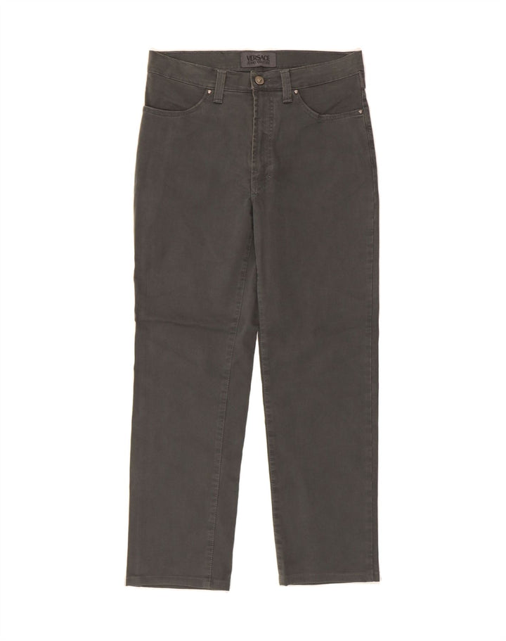 VERSACE Womens Straight Casual Trousers W32 L27 Grey Cotton Vintage Versace and Second-Hand Versace from Messina Hembry 