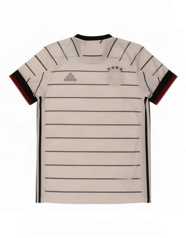 Adidas Uomo Deutscher Fussball Bund T-shirt Top a righe bianche medie