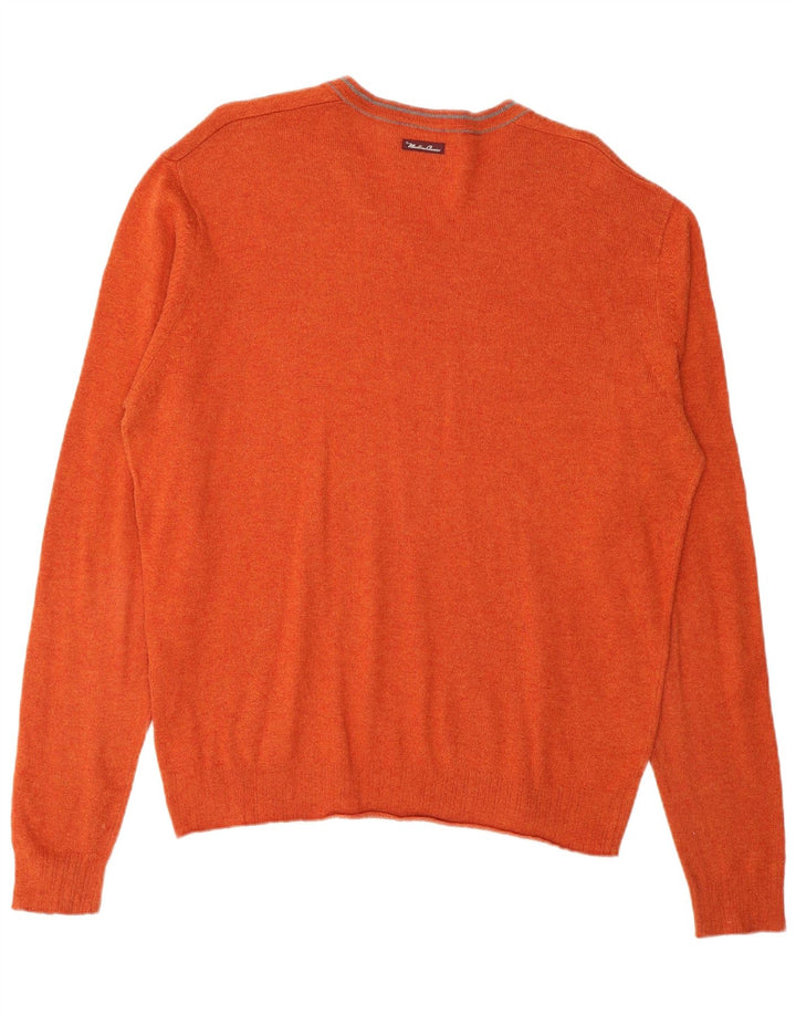 Marlboro Classics Maglione da uomo con scollo a V in lana arancione medio