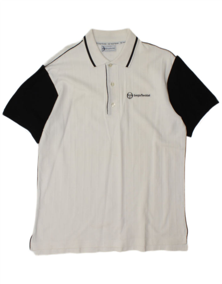 Polo da uomo Sergio Tacchini in cotone color block bianco medio