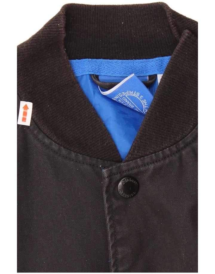 Giacca da college grafica da uomo Adidas UK 38 cotone color block nero medio