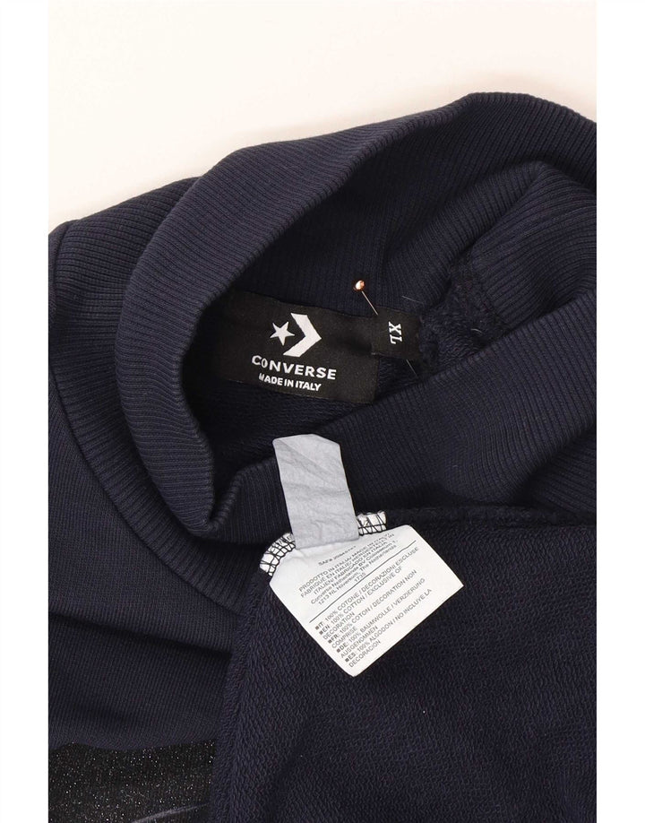 Converse Top grafico da uomo a maniche lunghe XL in cotone blu navy