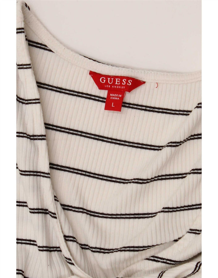 Guess Top da donna a maniche lunghe UK 14 Large White Striped