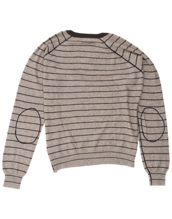 Maglione Zara da uomo con scollo a V grigio medio a righe