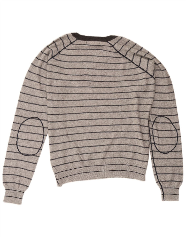 Maglione Zara da uomo con scollo a V grigio medio a righe