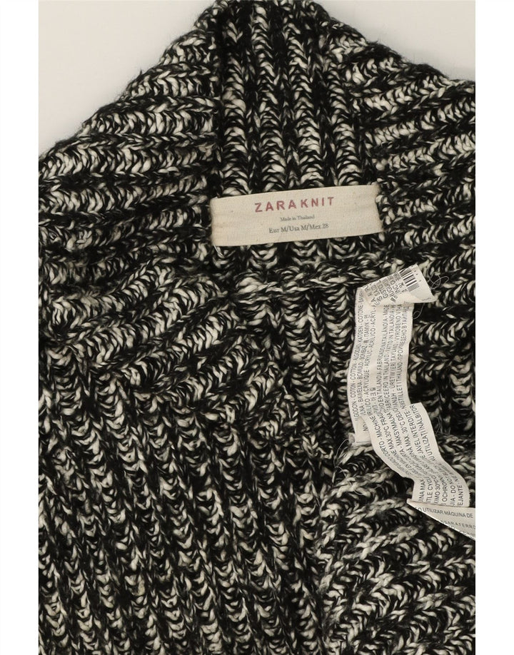 Maglione maglione collo alto da donna Zara UK 14 cotone medio nero screziato