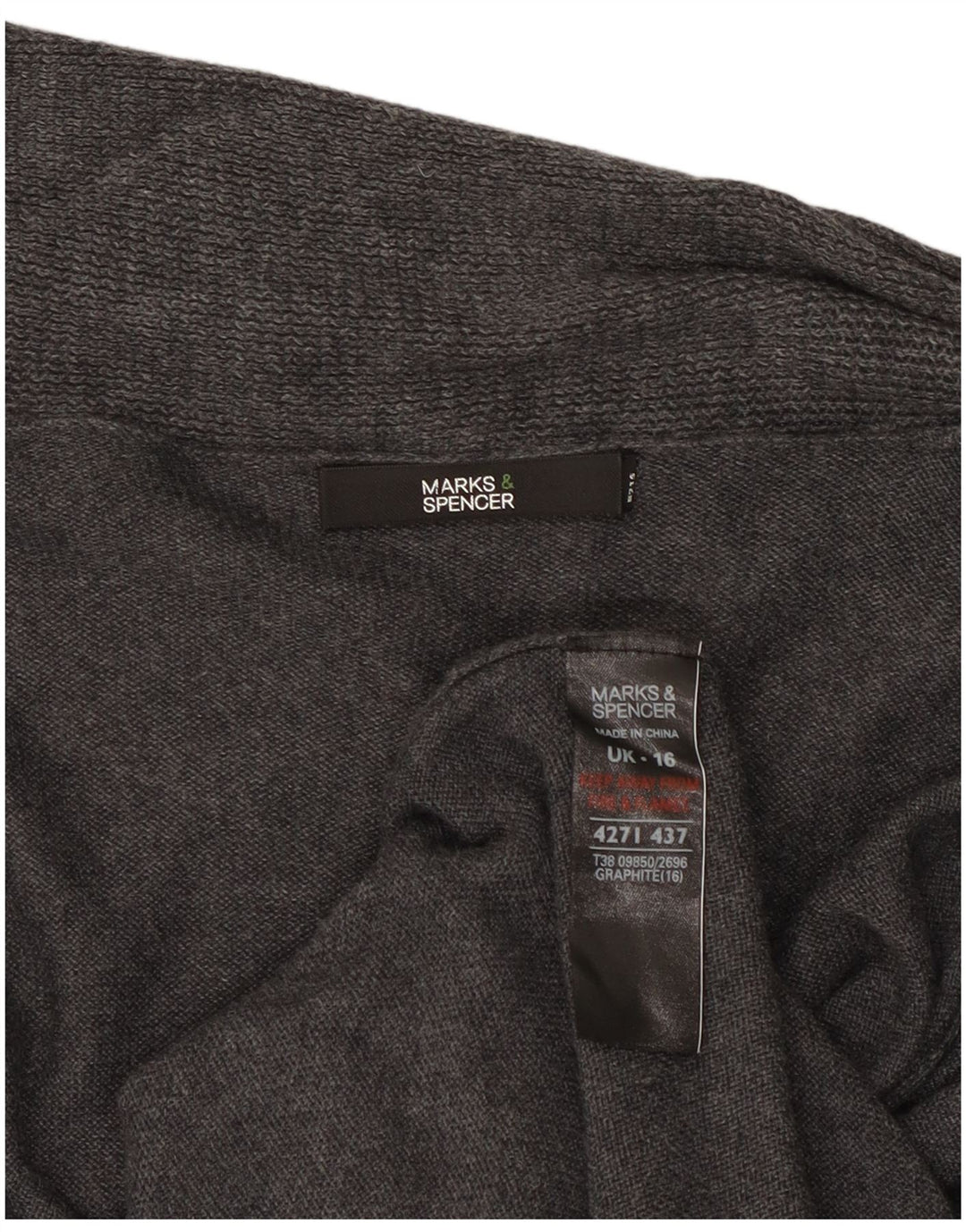 Maglione cardigan aperto lungo da donna Marks & Spencer UK 16 grande grigio