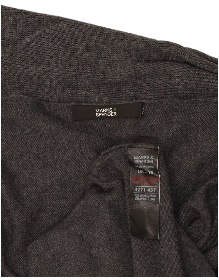 Maglione cardigan aperto lungo da donna Marks & Spencer UK 16 grande grigio