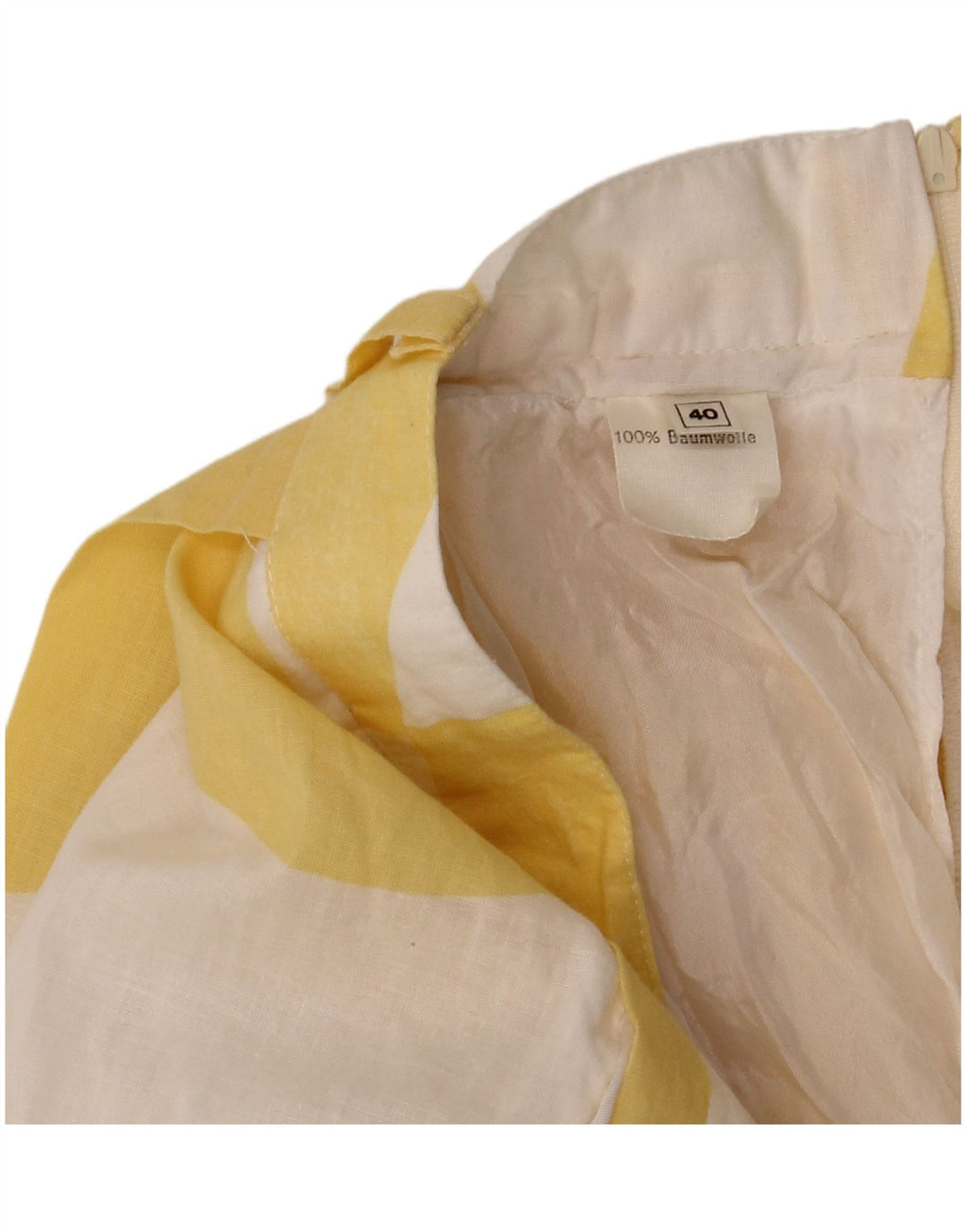 Gonna a trapezio da donna VINTAGE EU 40 media W28 cotone geometrico giallo